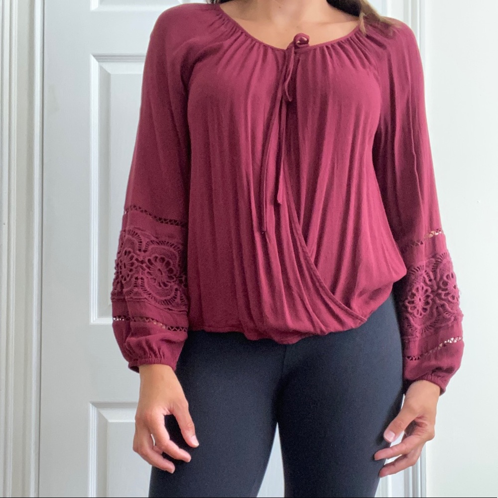 Blue Rain wine long sleeved blouse